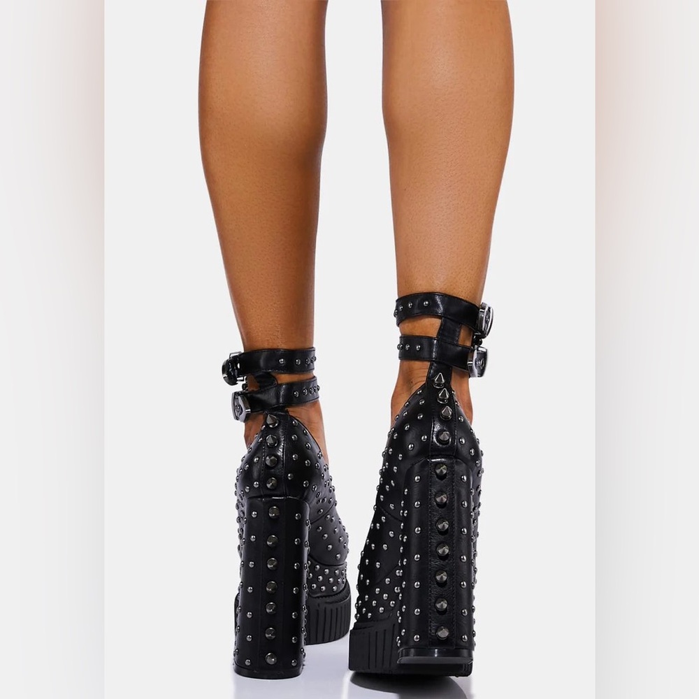 Lamoda Skyscraper Studded/Spiked Creeper Platform Mary Janes Size 9 - Picture 11 of 11